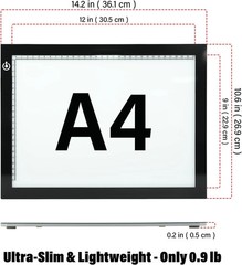 A4 LED Copy Board Tracing Light Box, Adjustable Brightness Artcraft LED Trace Li