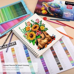 KALOUR Pro Colored Pencils Set of 520 Soft Core Vibrant Drawing