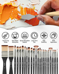 26Pcs Paint Brush Set, Professional Paintbrushes with Palette Knife, Craft Paint