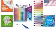 Teacher’s Favorite 12-Pack Flair Felt Tip Pens – Bright Colors & Smear-Proof