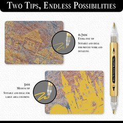 2 Gold Acrylic Paint Pen | Set 2 Gold Paint Marker Metallic | Dual Tip (Fine 0,7