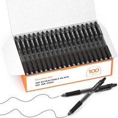 100 Pack Retractable Black Gel Pens with Comfortable Grip for Effortless Writing