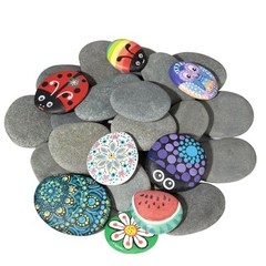 25 Pcs River Rocks for Painting, 2″-3″ Painting Rocks, Flat & Smooth Rocks to…