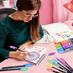 36 PCS Colored Gel Pens Set Metallic Glitter Ink For Journaling Black Paper