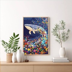 Framed Paint by Numbers Kit for Adults Beginner & Kids Ages 812, Dolphin Easy…