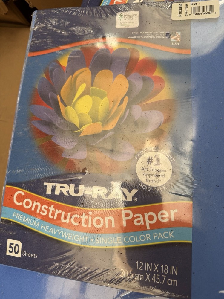 Tru-Ray Construction Paper, 50% Recycled, 12″ X 18″, Blue, 4 Packs of 50
