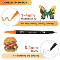 Dual Markers Brush Pens for Adult Coloring Books, 72 Colors Art Marker Set wi…