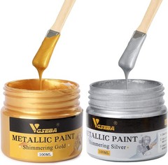 Acrylic Metallic Paint Gold Silver 6.76 Fl Oz