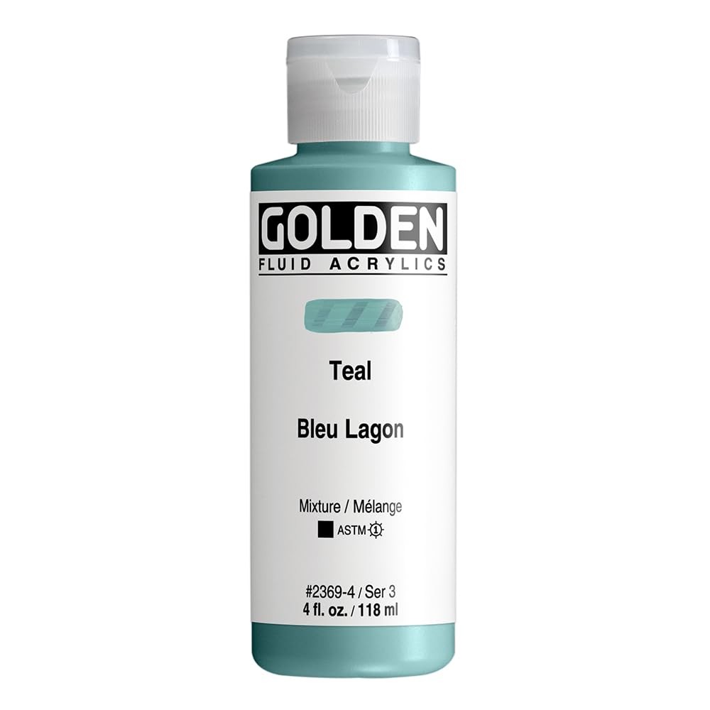 Fluid Acrylics Teal 4 Fl Oz Bottle Professional Paint Opaque Artist Supplies