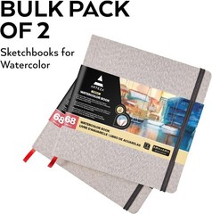 Watercolor Sketchbooks Pack of 2, 8.25×8.25 in, 68 Pages, Acid-Free, Cold Press
