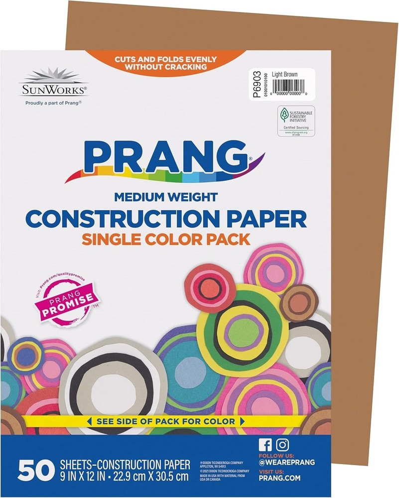 Light Brown Construction Paper, 9″ x 12″, 50 Sheets – Easy to Cut & Fold