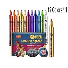 12 Colors Acrylic Paint Pens-Set Premium Markers Extra Fine Tip 2-3mm DIY Craft