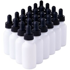 White Coated Boston Round Glass bottles Black Dropper Cap 1 oz / 30 ml 24 Pack