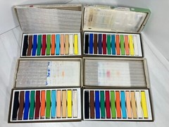 4x Vtg Weber Costello Alphacolor Square Pastels Stick 4 Boxes Set USA
