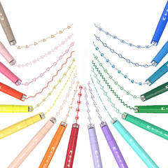 18PCS Curve Highlighter Pen Set, Dual Tip Marker Pens with 18 Different Curve Sh