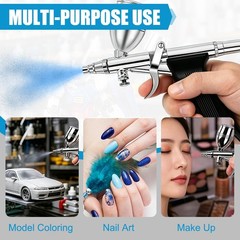 Krismose Airbrush Kit Dual-Action Portable Airbrush Gun Painting Set Air-001