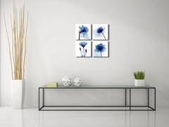 Pyradecor Blue Flickering Flower Abstract Paintings Canvas Wall Art Grace Flo…