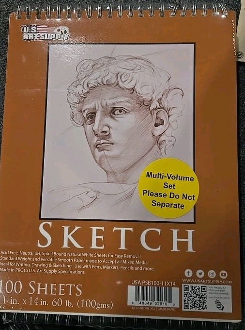 11″ x 14″ Spiral Bound Sketch Pad, 100-Sheets Each, 60 Pound (100gsm) (2 Pack)
