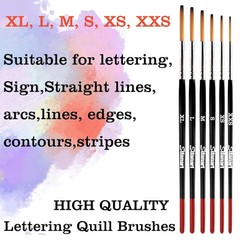 6 Piece Professional Sign Painting Lettering Brushes Set Quill Brushes for