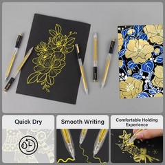 ZSCM Retractable Gold Gel Pen, 7 Nib Sizes – 1 Count (Pack of 7), 7