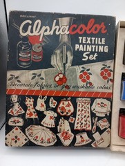 Vintage 40s Weber Costello Alphacolor Dry Tempera Textile Painting Set Rare