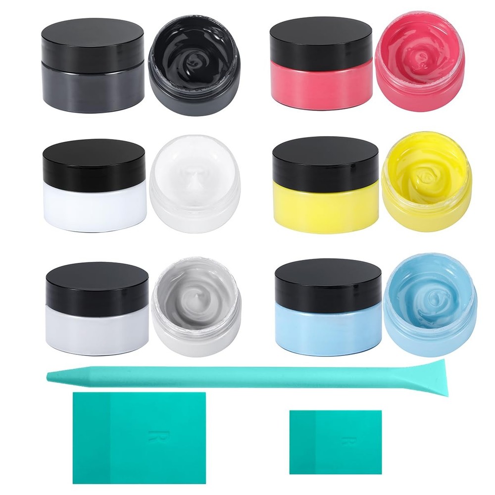 6-Color Chalk Paste Set with 3 Silicone Squeegees ， Silk Screen Paint Kit ， C…
