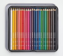 Colored Pencils Triangular Barrel Assorted 24 PCS Metal Tin 1278 M24