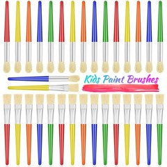 30 Kids Paint Brushes Set With Jumbo Round Watercolor And Large Flat Craft Brush