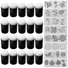 20 Pcs Finger Sponge Daubers with 8 Pcs Flower Stencil Templates for Arts