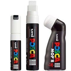White Paint Marker Set 3 Broad Nib Pens MOPR PC-17K PC-8K 8mm 19mm Acrylic