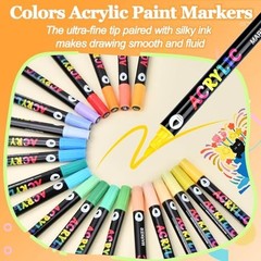 Pens Set, 84 Pack Dual Brush Tip Acrylic Paint Pens, Coloring Markers for Roc…