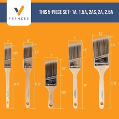 Vermeer Paint Brushes 5-Pack Angle Brushes in Assorted Sizes for All Latex and O