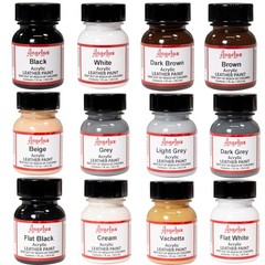 Acrylic Leather Paint Starter Kit Set Of 12 Pack Paint 1oz Blacks Browns Whites