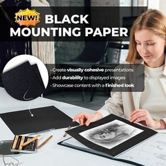 11×14 Art Portfolio Binder with Mounting Paper – (Black) Large Portfolio Fold…