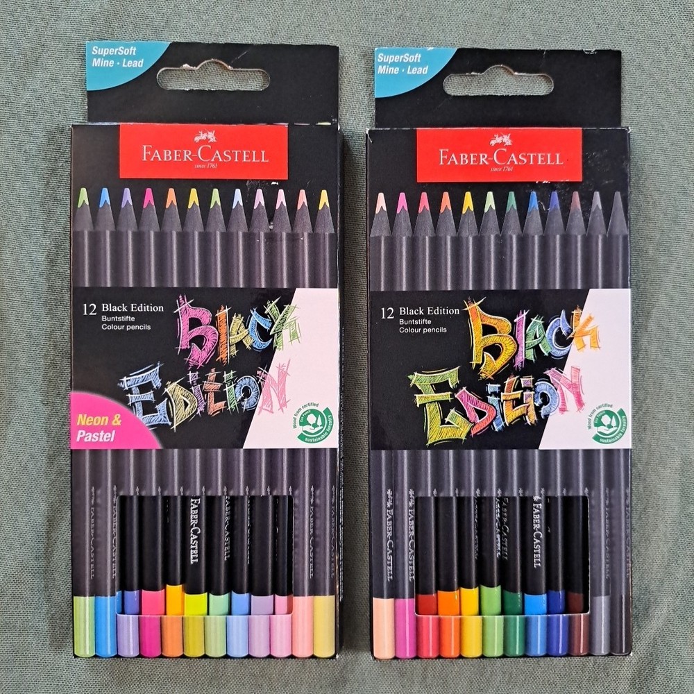 Lot 24 Faber Castell Black Edition Colored Pencils Neon Pastel