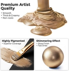 Metallic Sahara Gold Acrylic Paint, 8.45oz/250ml Large Gold Leaf Paint, Non T…