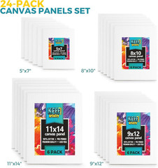 24-Pack Canvas for Painting, 6 of 5X7, 8X10, 9X12,11X14 Painting Canvas Boards,