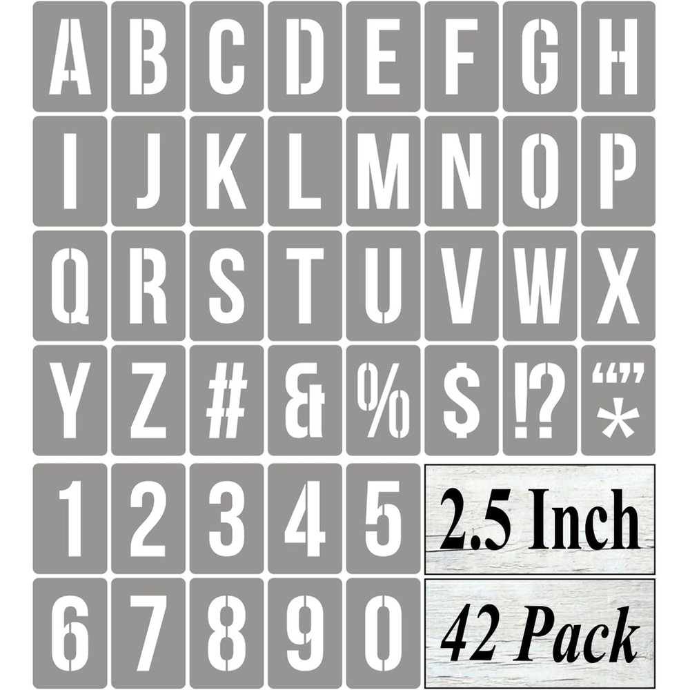 2.5 Inch Alphabet Letter and Number Stencils for Painting – 42 Pack Templates…