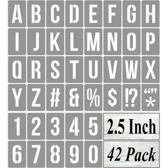 2.5 Inch Alphabet Letter and Number Stencils for Painting – 42 Pack Templates…