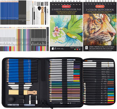 80 Pack Drawing Set Sketching Kit, Pro Art Supplies with 3-Color Sketchbook