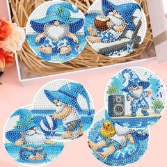 8 Pcs Gnome Pool Diamond Art Coasters Kit With Holder DIY Craft Painting Gift