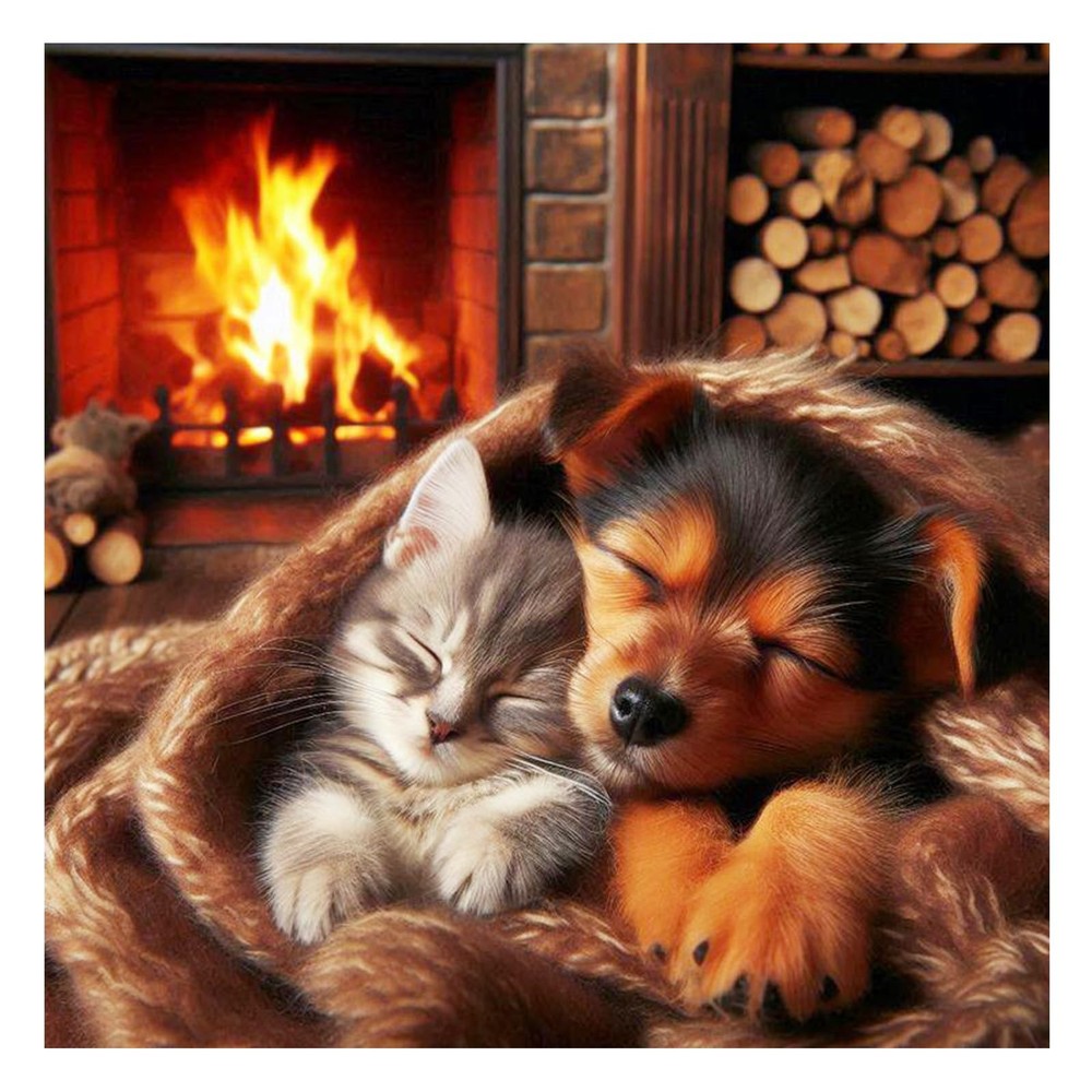 FHBUBPUP Dog and Cat Diamond Art Kits for Adults, 5D 12×12 inches, A076