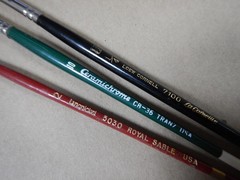 Lot of 3 Oil painting brushes Loew Cornell, Langnickel Royal Sable, Ceramichrome