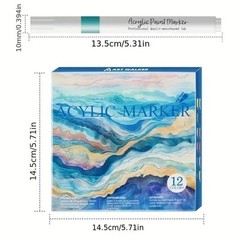 12 Colours Acrylic Paint Pens for Rock Painting Wood Ceramic Fabric Metal Canvas