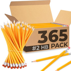 Pencils Bulk, 365 Pack, Pre Sharpened #2, Pencils Set, Easy Hold Grip with Erase