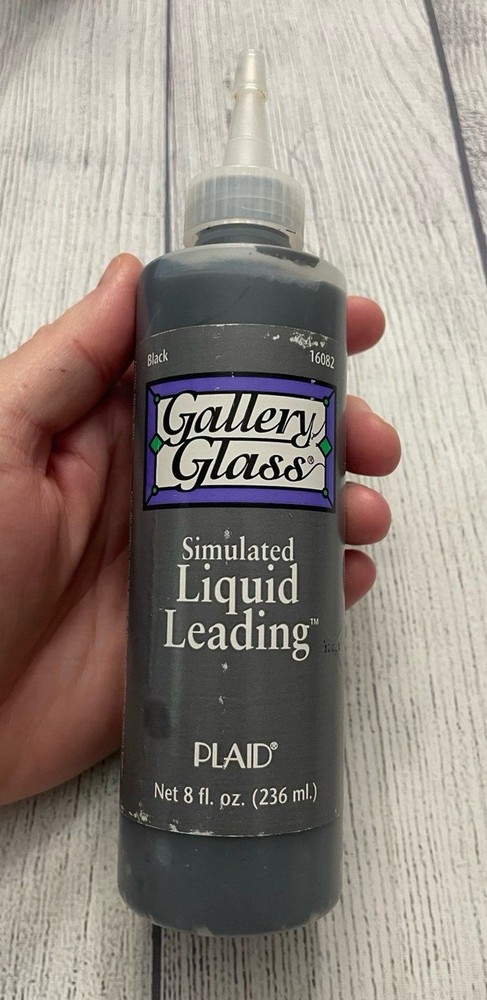 Vintage Vtg Plaid Gallery Glass Simulated Liquid Leading, Black, #16082, Sealed