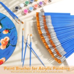 240 Pcs Small Paint Brush Bulk, Flat Fine Tip Artist Paint Brushes Set, Kids …