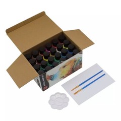 24 Colors 60ml Acrylic Paint Waterproof Set for Kids Beginner with Brush palette