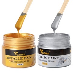 Acrylic Paint Metallic Gold and Silver,200ml Gold Leaf Paint for Art, Paintin…