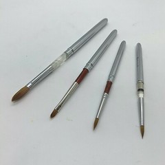 Nail Makeup Art Brush 4Pc Set Top Quality 100% Red Kolinsky Sable Metal Handle